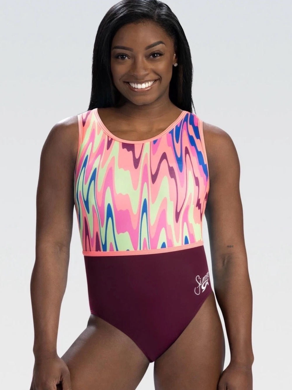 GK Elite Simone Biles gymnastics leotard Leo adult medium colorful gym workout